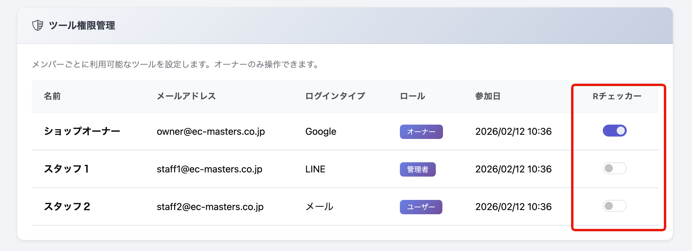 ツール権限管理